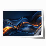 Colorful Abstract Wall Hangings – Navy & Gold Digital Wave Print
