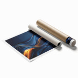 Colorful Abstract Wall Hangings – Navy & Gold Digital Wave Print