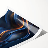 Colorful Abstract Wall Hangings – Navy & Gold Digital Wave Print