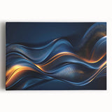 Colorful Abstract Wall Hangings – Navy & Gold Digital Wave Print
