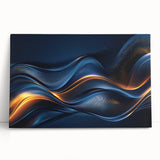 Colorful Abstract Wall Hangings – Navy & Gold Digital Wave Print