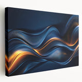 Colorful Abstract Wall Hangings – Navy & Gold Digital Wave Print