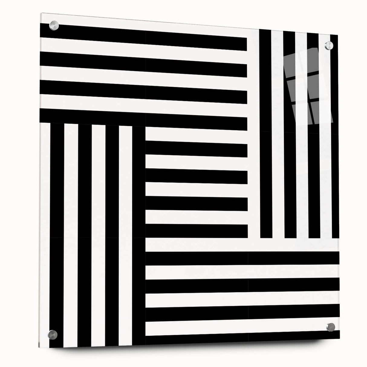 Modern Geometric Abstract Wall Art - Black and White Line Art
