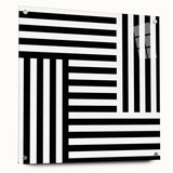 Modern Geometric Abstract Wall Art - Black and White Line Art