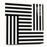 Modern Geometric Abstract Wall Art - Black and White Line Art