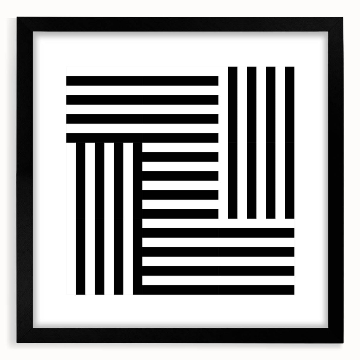 Modern Geometric Abstract Wall Art - Black and White Line Art