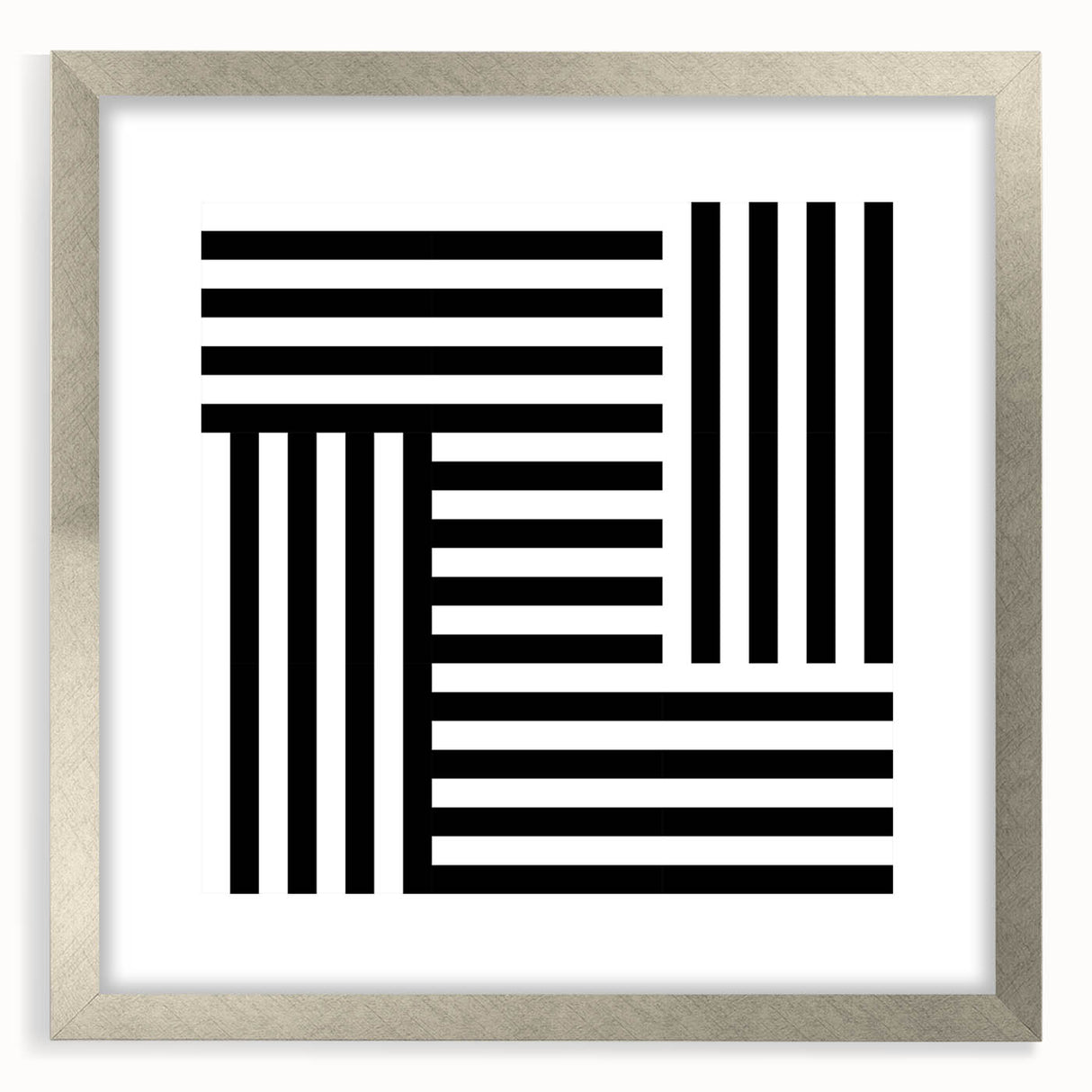 Modern Geometric Abstract Wall Art - Black and White Line Art