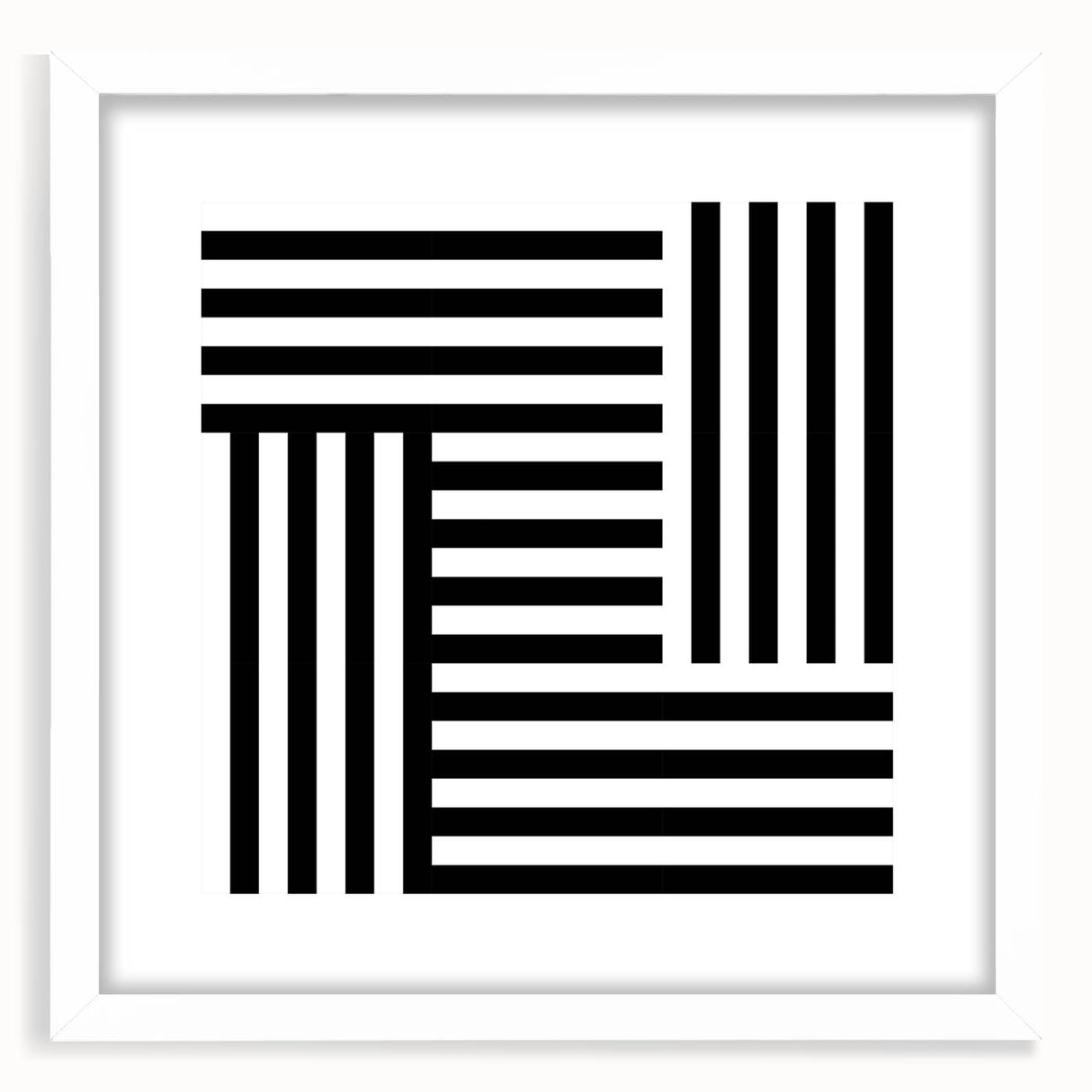 Modern Geometric Abstract Wall Art - Black and White Line Art
