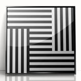 Modern Geometric Abstract Wall Art - Black and White Line Art