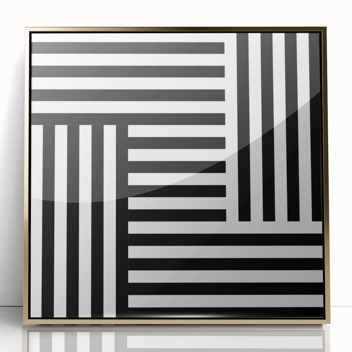 Modern Geometric Abstract Wall Art - Black and White Line Art