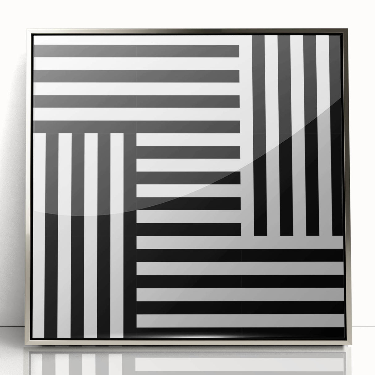 Modern Geometric Abstract Wall Art - Black and White Line Art