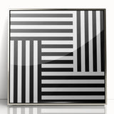 Modern Geometric Abstract Wall Art - Black and White Line Art