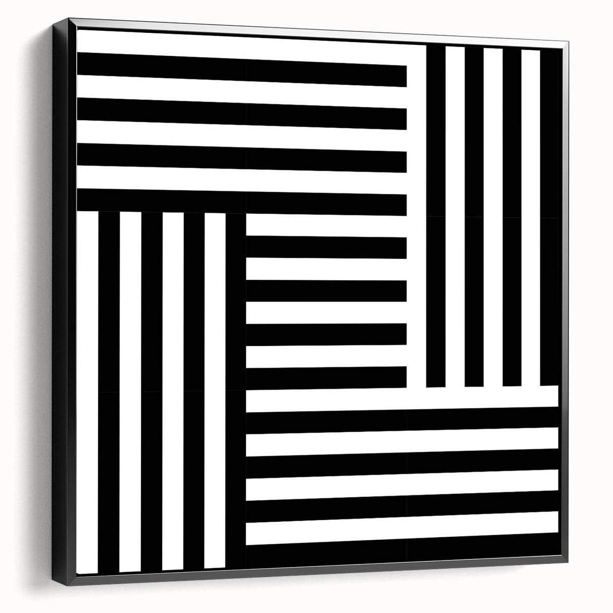 Modern Geometric Abstract Wall Art - Black and White Line Art
