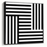 Modern Geometric Abstract Wall Art - Black and White Line Art