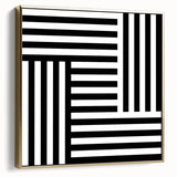 Modern Geometric Abstract Wall Art - Black and White Line Art