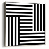 Modern Geometric Abstract Wall Art - Black and White Line Art