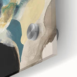 Abstract Canvas Wall Art – Teal & Beige Organic Modern Painting