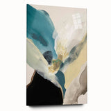 Abstract Canvas Wall Art – Teal & Beige Organic Modern Painting