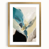 Abstract Canvas Wall Art – Teal & Beige Organic Modern Painting