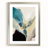 Abstract Canvas Wall Art – Teal & Beige Organic Modern Painting