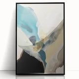 Abstract Canvas Wall Art – Teal & Beige Organic Modern Painting