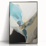 Abstract Canvas Wall Art – Teal & Beige Organic Modern Painting