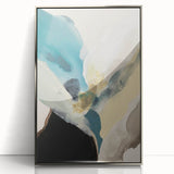 Abstract Canvas Wall Art – Teal & Beige Organic Modern Painting