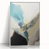 Abstract Canvas Wall Art – Teal & Beige Organic Modern Painting
