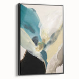 Abstract Canvas Wall Art – Teal & Beige Organic Modern Painting
