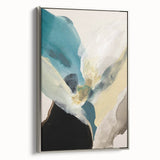 Abstract Canvas Wall Art – Teal & Beige Organic Modern Painting