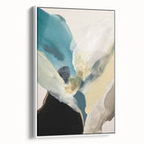 Abstract Canvas Wall Art – Teal & Beige Organic Modern Painting