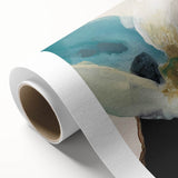 Abstract Canvas Wall Art – Teal & Beige Organic Modern Painting