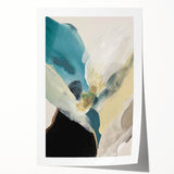 Abstract Canvas Wall Art – Teal & Beige Organic Modern Painting