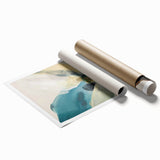 Abstract Canvas Wall Art – Teal & Beige Organic Modern Painting