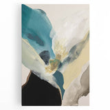 Abstract Canvas Wall Art – Teal & Beige Organic Modern Painting
