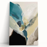 Abstract Canvas Wall Art – Teal & Beige Organic Modern Painting