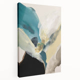 Abstract Canvas Wall Art – Teal & Beige Organic Modern Painting