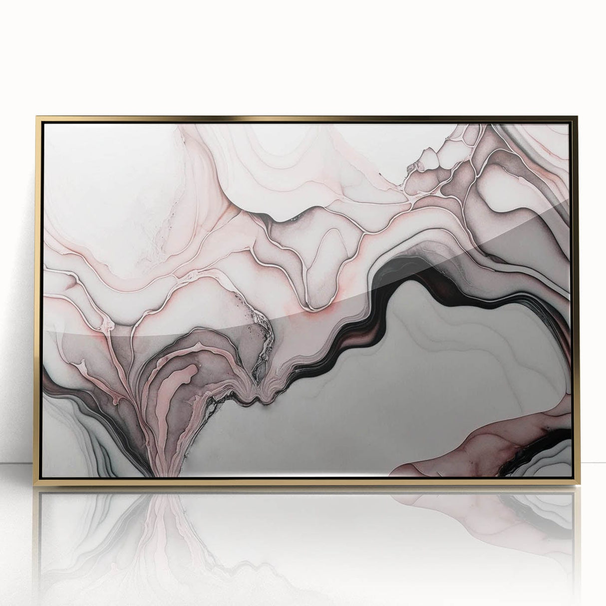 Fluid Abstract Wall Art - Contemporary Fluid Art Pieces in Blue & Gold