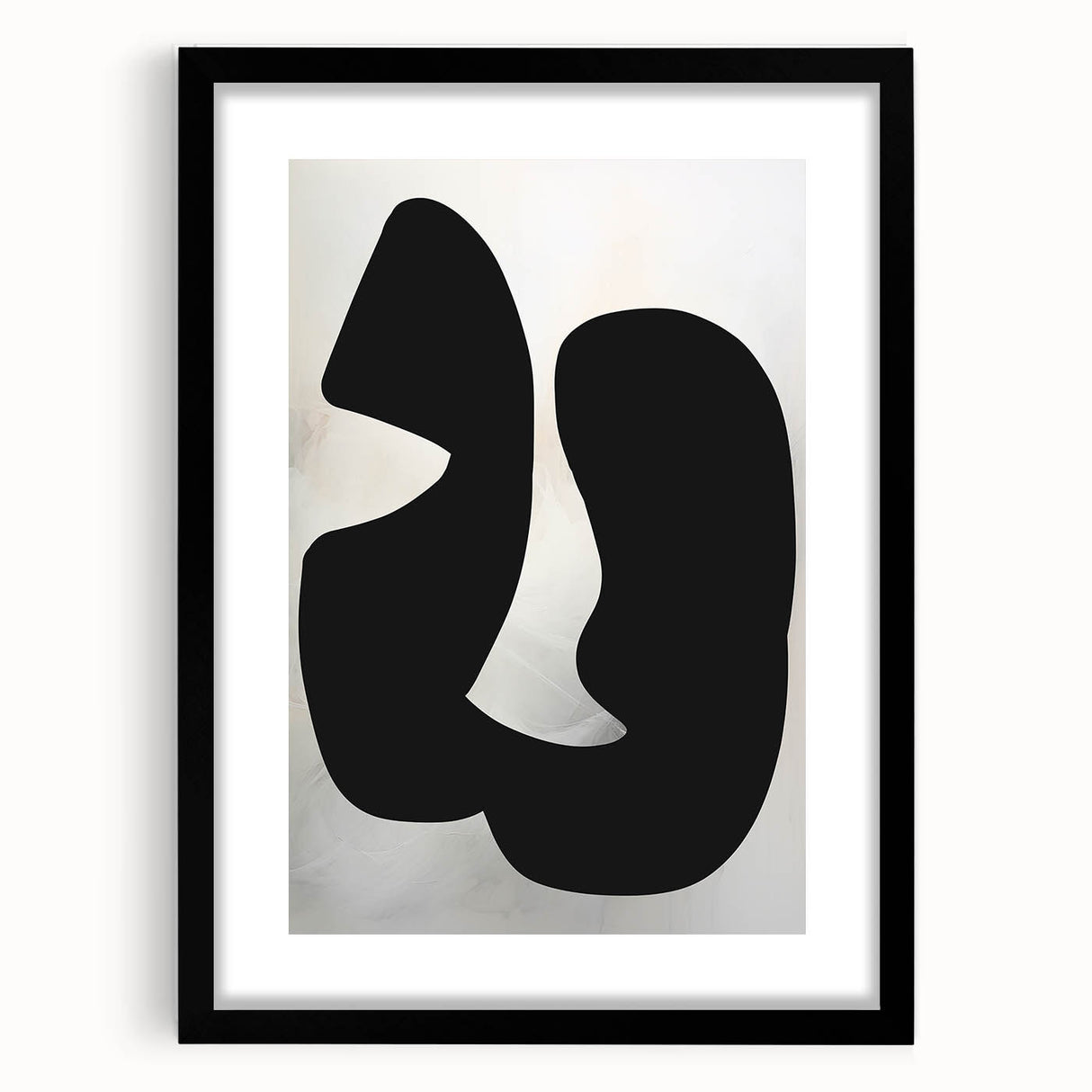 Geometric Minimalist Abstract Wall Art – Bold Black Organic Shapes