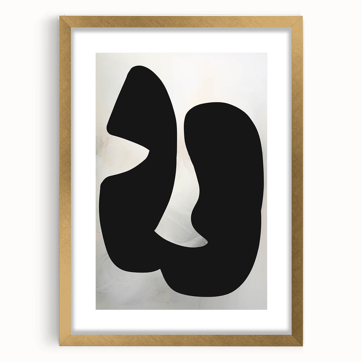 Geometric Minimalist Abstract Wall Art – Bold Black Organic Shapes