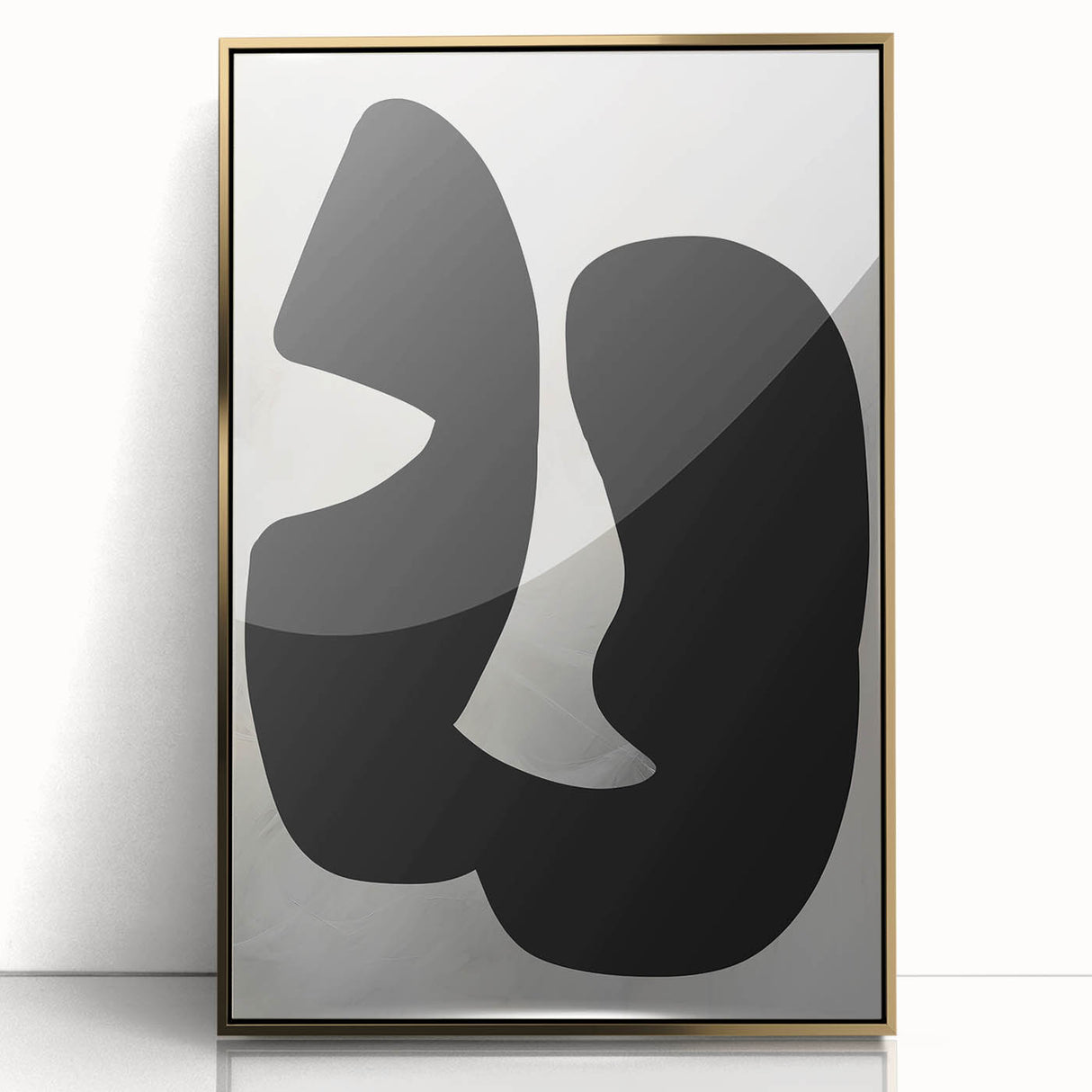 Geometric Minimalist Abstract Wall Art – Bold Black Organic Shapes