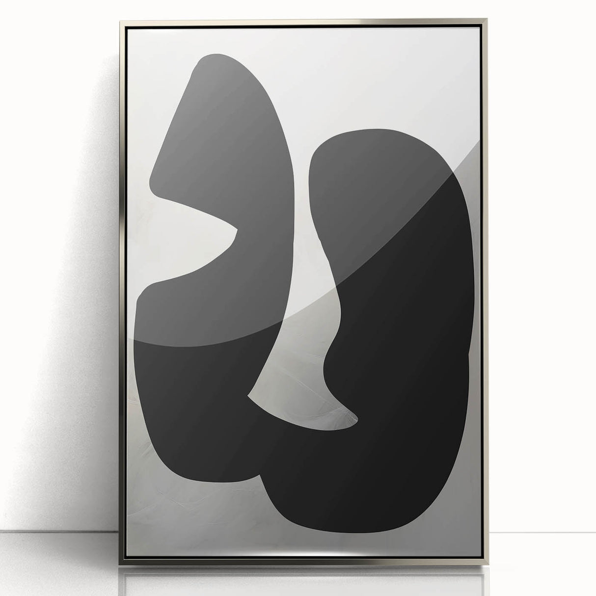 Geometric Minimalist Abstract Wall Art – Bold Black Organic Shapes
