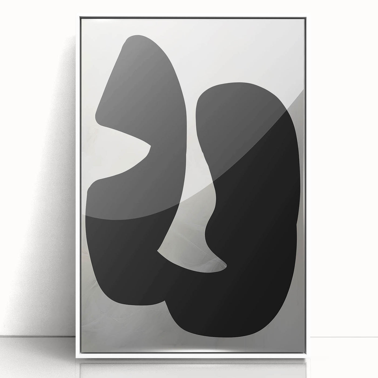 Geometric Minimalist Abstract Wall Art – Bold Black Organic Shapes