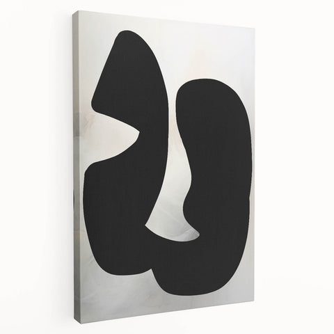 Geometric Minimalist Abstract Wall Art – Bold Black Organic Shapes