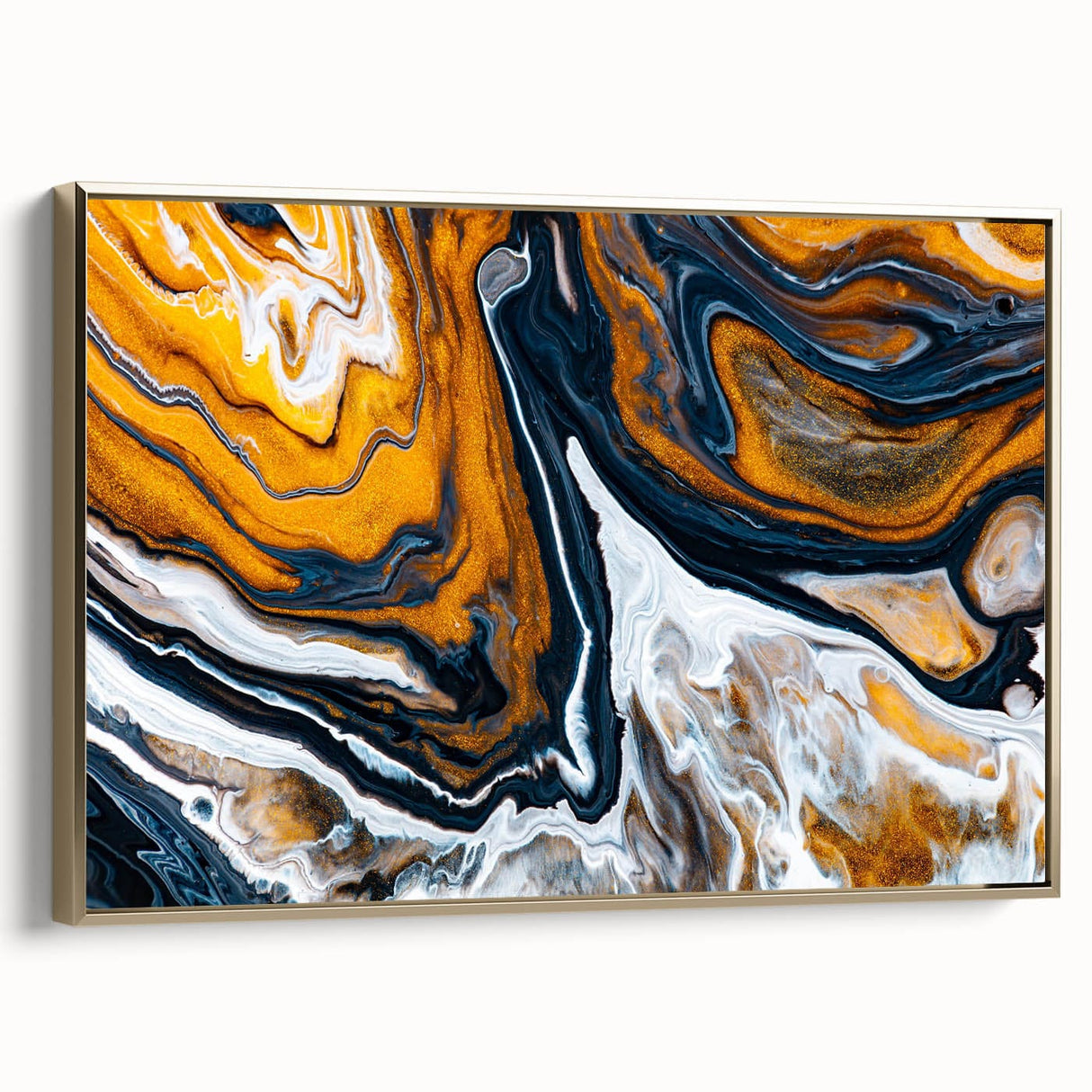 Fluid Abstract Wall Art - Modern Fluid Art Prints in Gold and Black