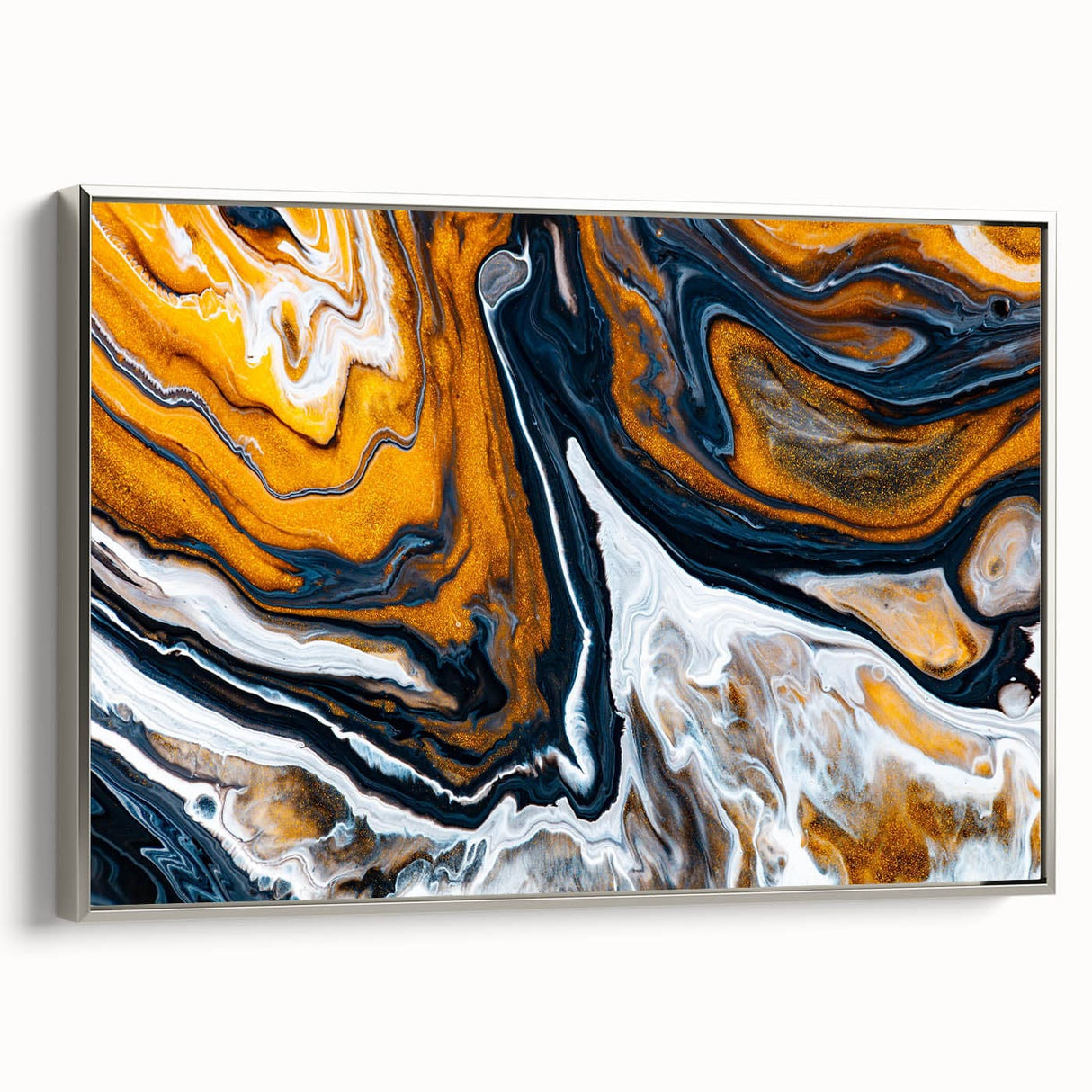Fluid Abstract Wall Art - Modern Fluid Art Prints in Gold and Black