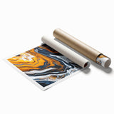 Fluid Abstract Wall Art - Modern Fluid Art Prints in Gold and Black