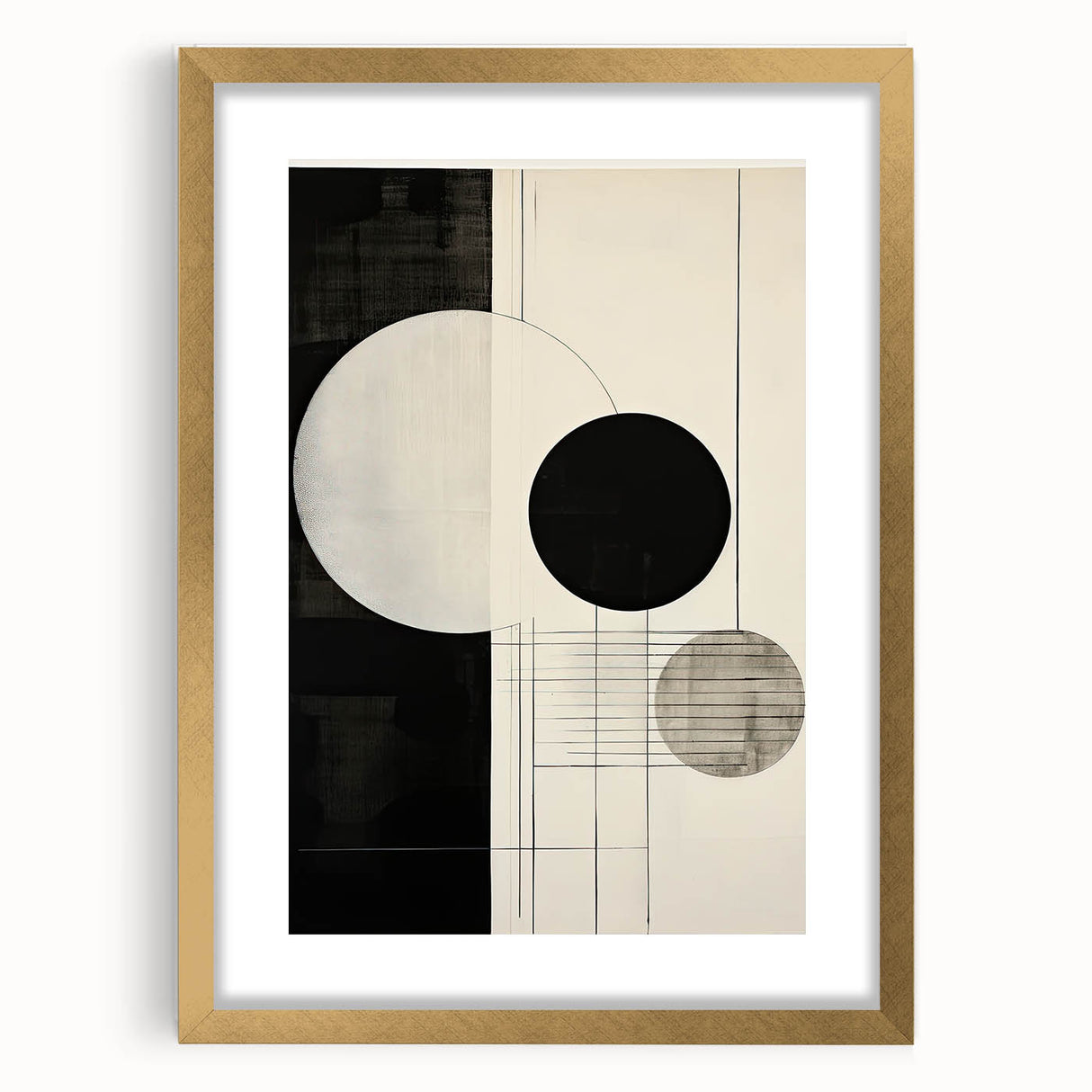 Abstract Geometric Wall Art – Minimalist Black, White, and Line Design