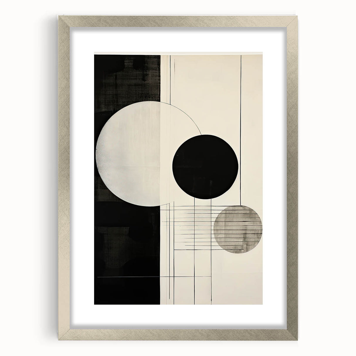 Abstract Geometric Wall Art – Minimalist Black, White, and Line Design