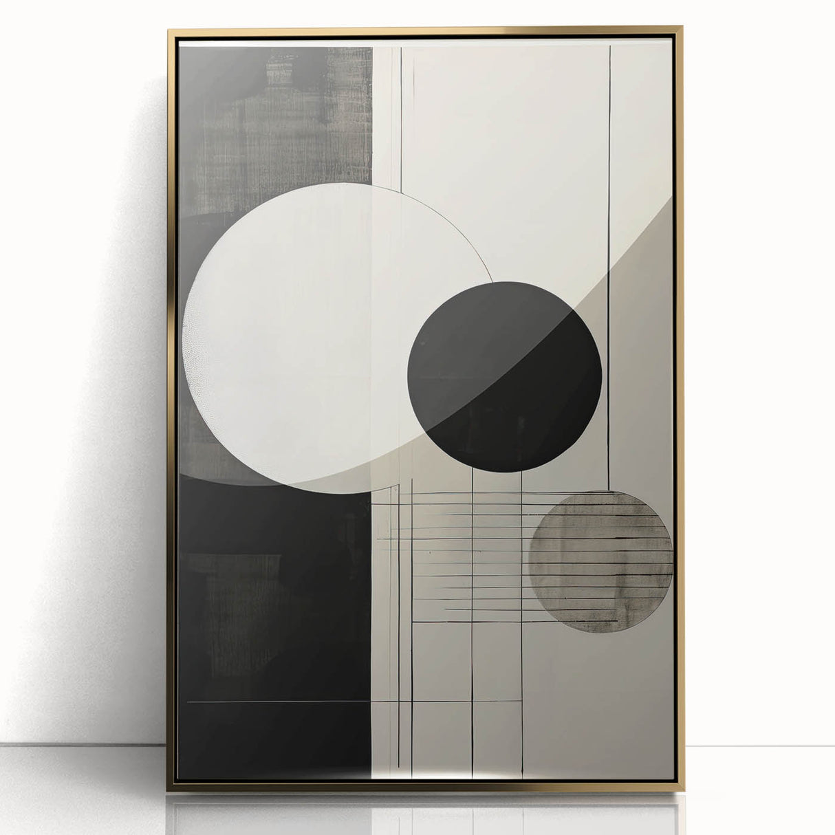 Abstract Geometric Wall Art – Minimalist Black, White, and Line Design